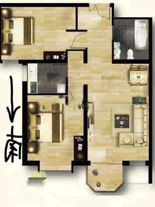 赵都新城泰和园  2室2厅1卫   88.00万户型图