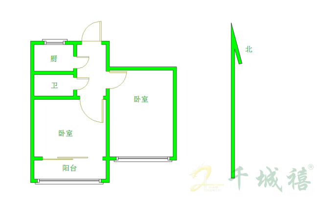 制氧机18号  1室1厅1卫   35.00万户型图