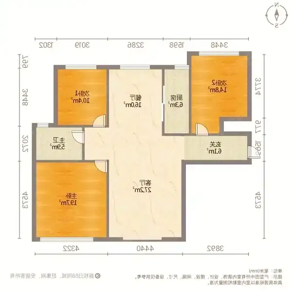 美的时代城  3室2厅1卫   2500.00元/月