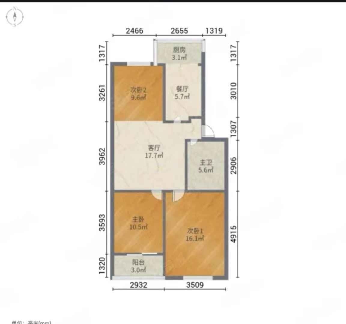 东辛庄公交家属院(市公交住宅小区)  3室2厅1卫   63.00万室内图