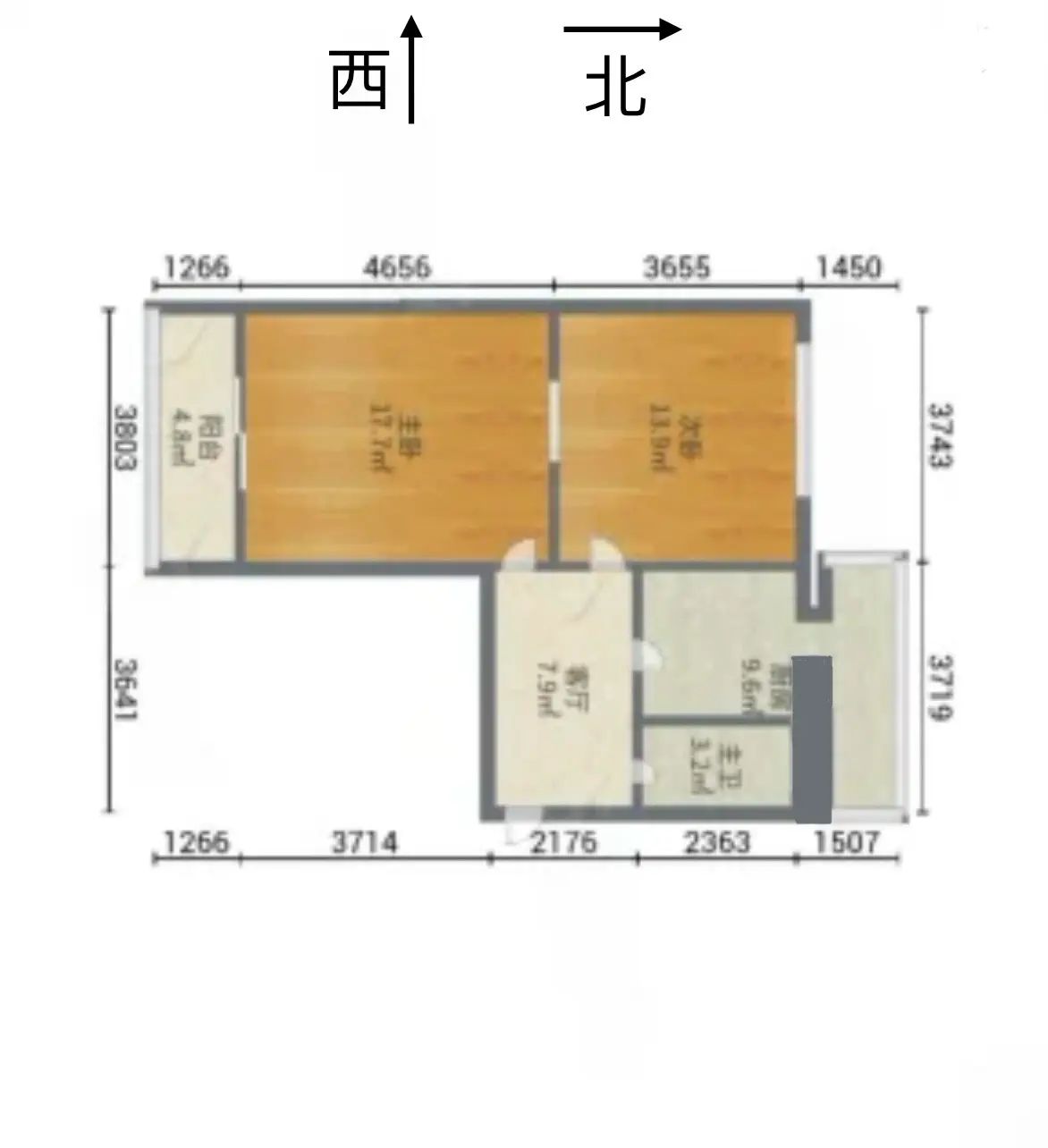 华冶北苑（岭南路23号）  2室1厅1卫   44.00万室内图1