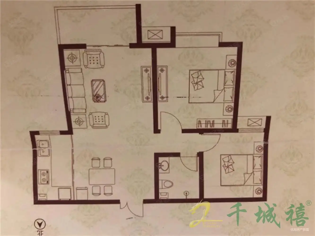 旺角花园  2室2厅1卫   100.00万室内图