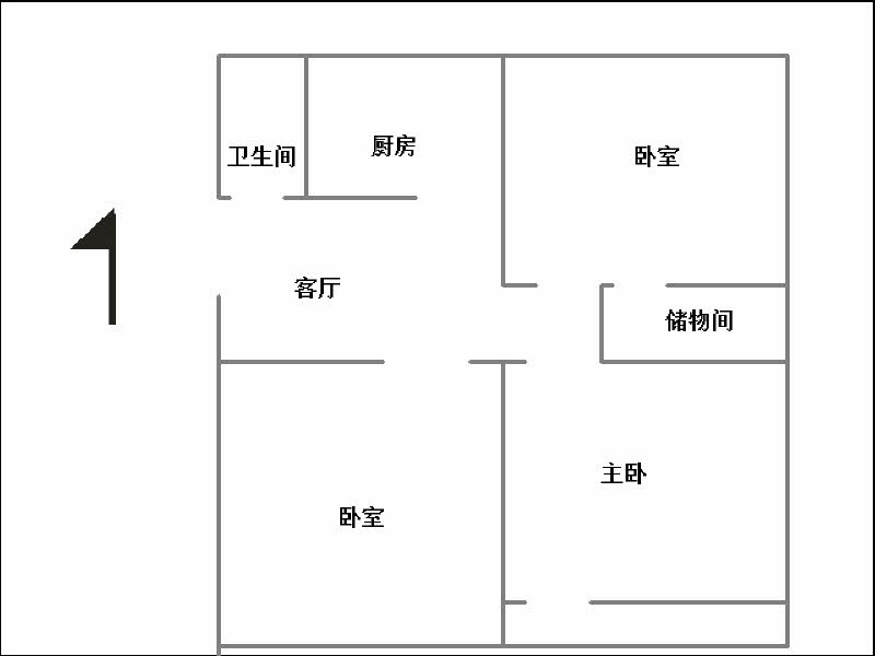 罗城头1号院  3室2厅1卫   45.00万户型图