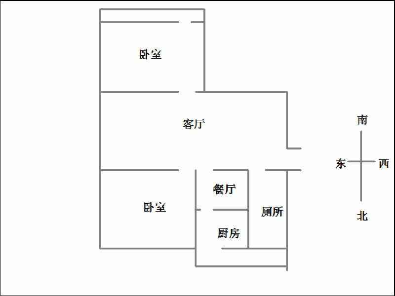 园林处小区  2室2厅1卫   70.00万户型图