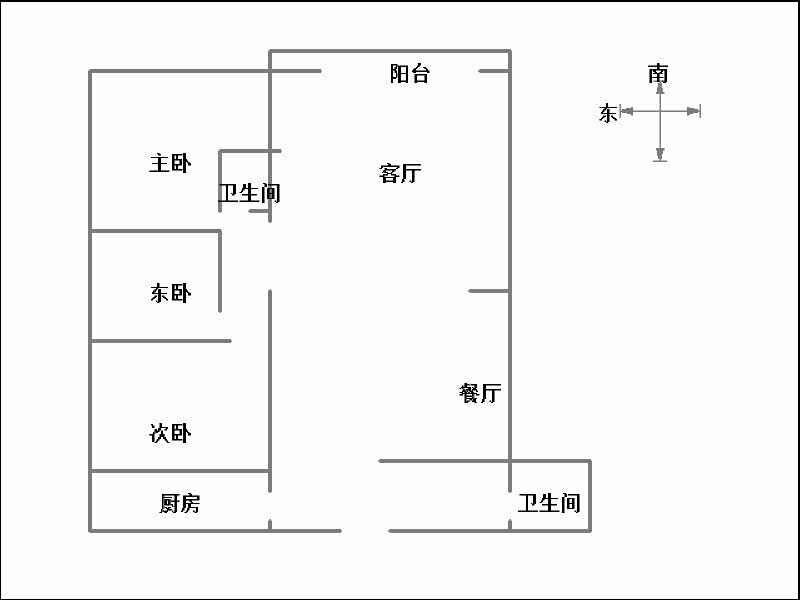 德馨园  3室2厅2卫   2500.00元/月户型图