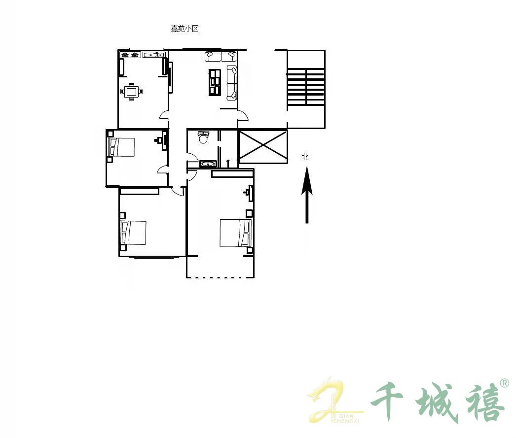 嘉苑小区  3室2厅2卫   120.00万室内图