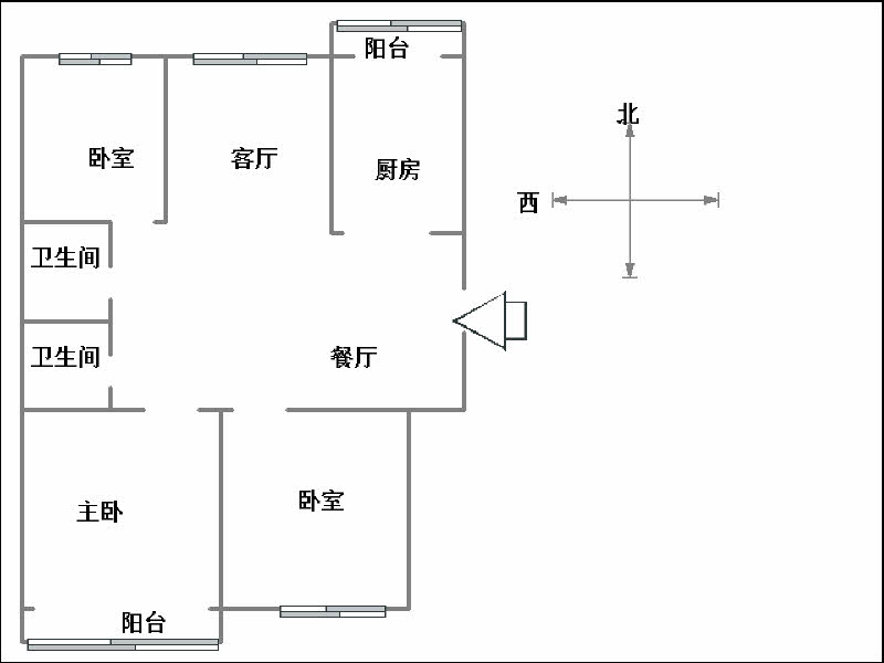 明珠花园D区  3室2厅2卫   160.00万户型图