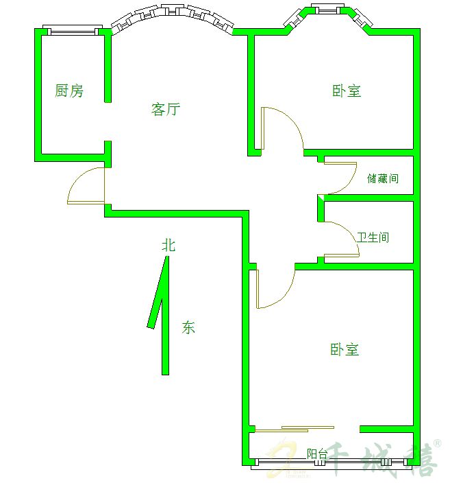 卓昱南苑  2室2厅1卫   73.00万户型图