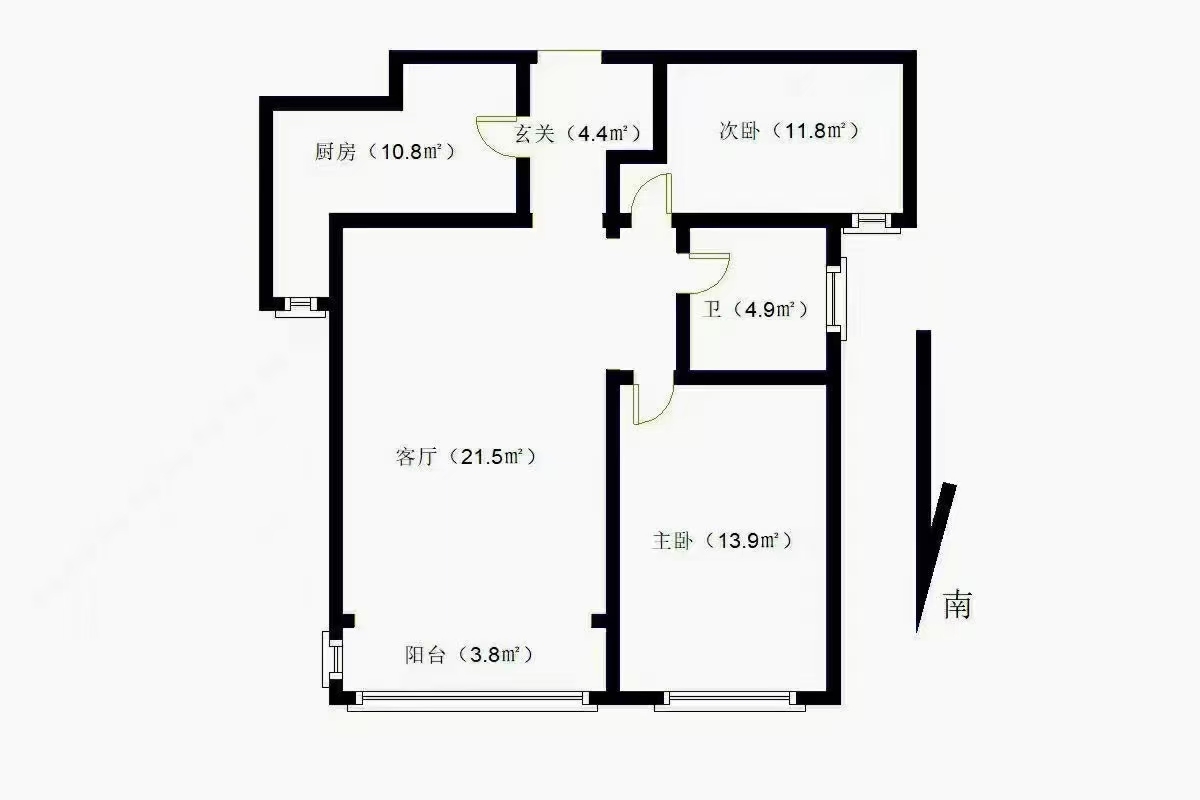 美的城  2室2厅1卫   108.00万户型图