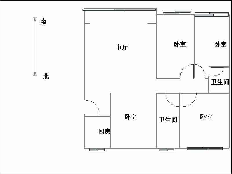 明珠花园A区  3室2厅2卫   2300.00元/月户型图