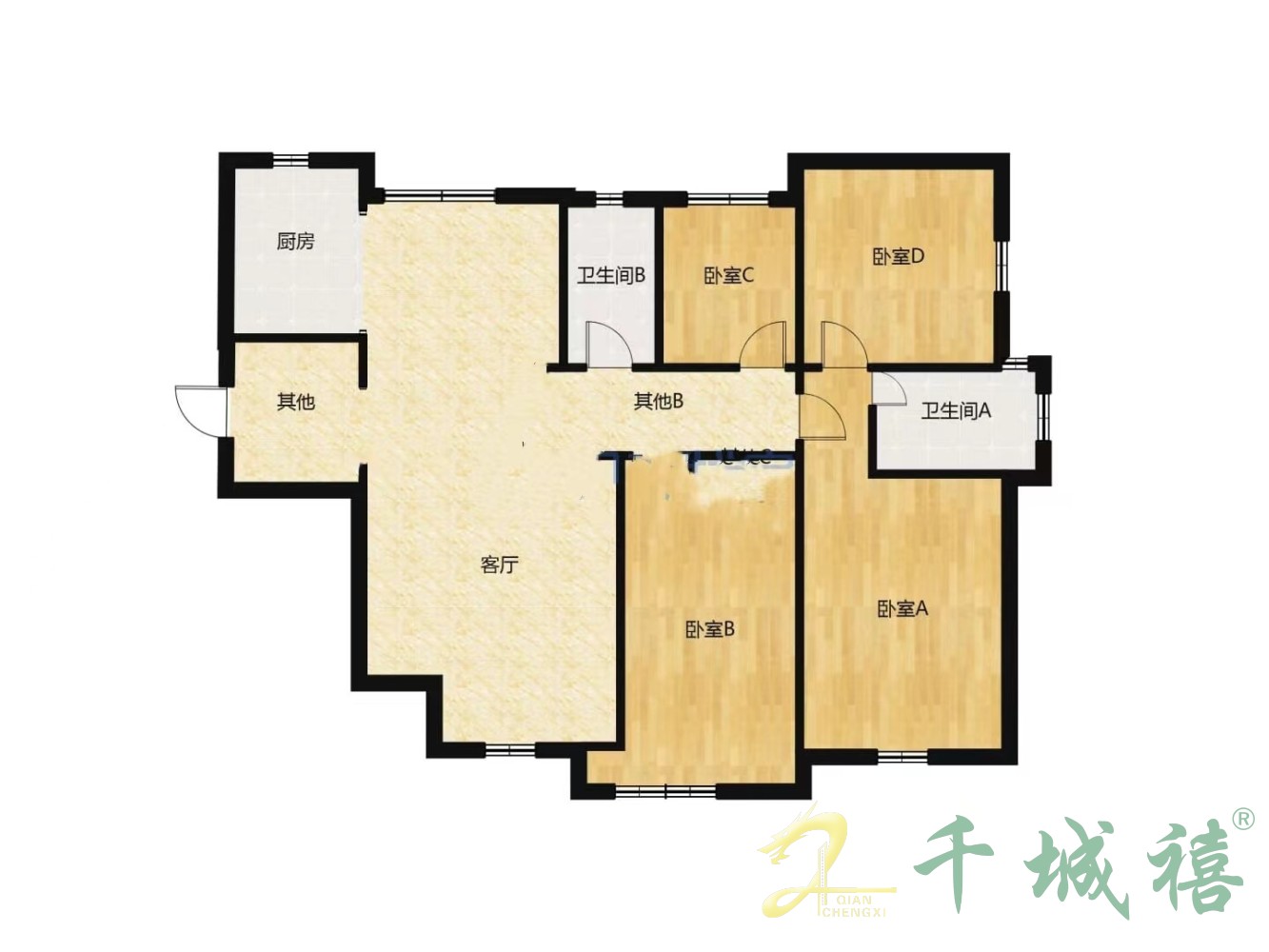 美的时代城  4室2厅2卫   235.00万户型图