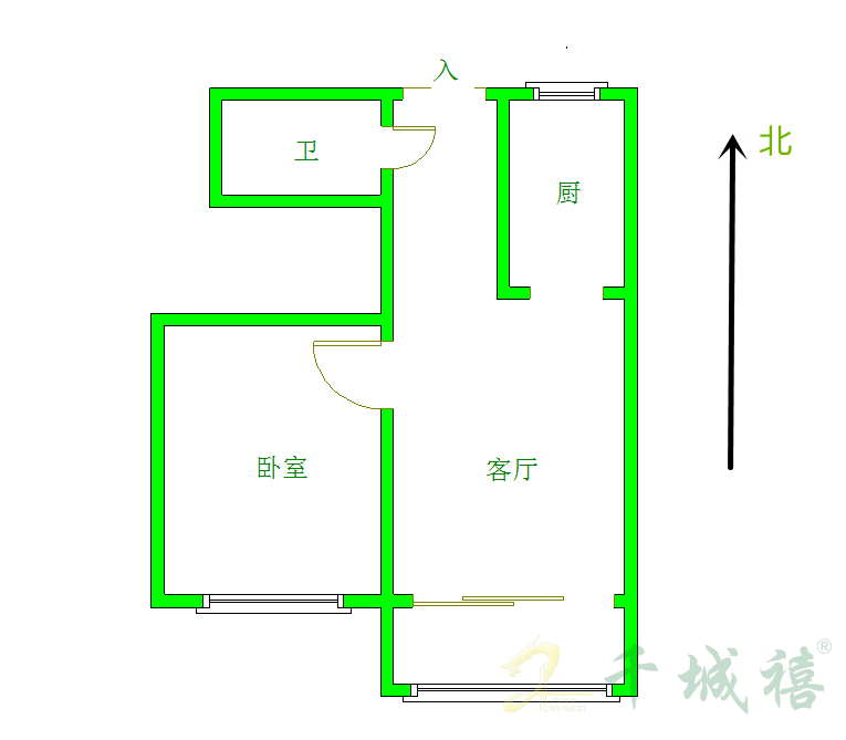 田家巷3号院  2室2厅1卫   36.00万户型图