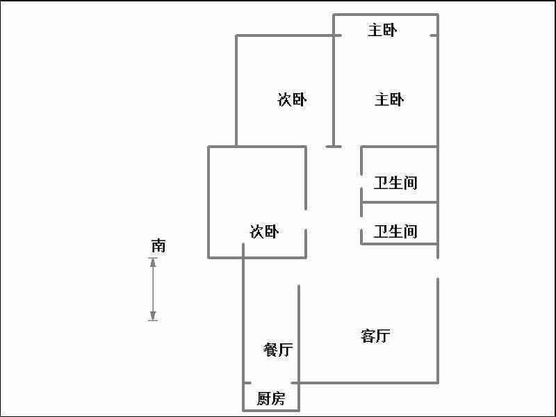 苹果怡园  3室2厅2卫   125.00万户型图