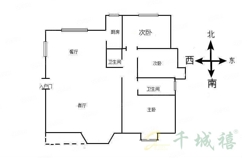 赵都新城绿和园  3室2厅2卫   1900.00元/月室内图1