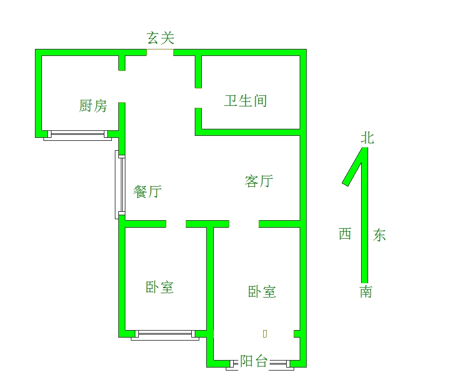 和畅花园  2室2厅1卫   76.00万户型图