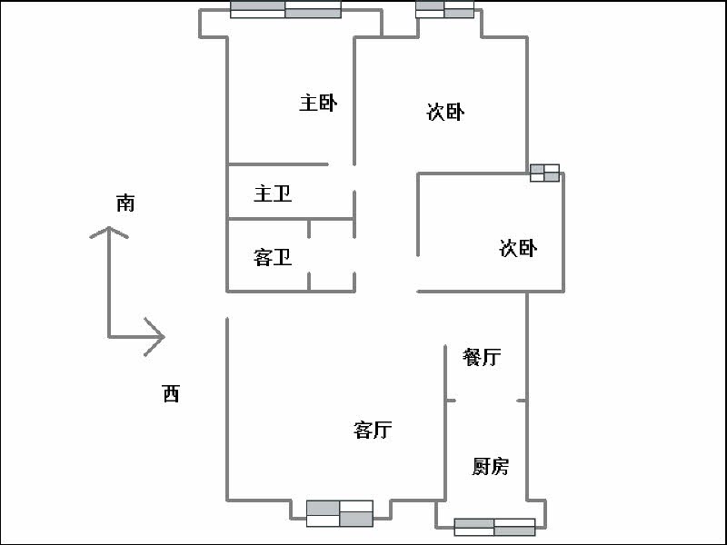 苹果怡园  3室2厅2卫   116.00万室内图