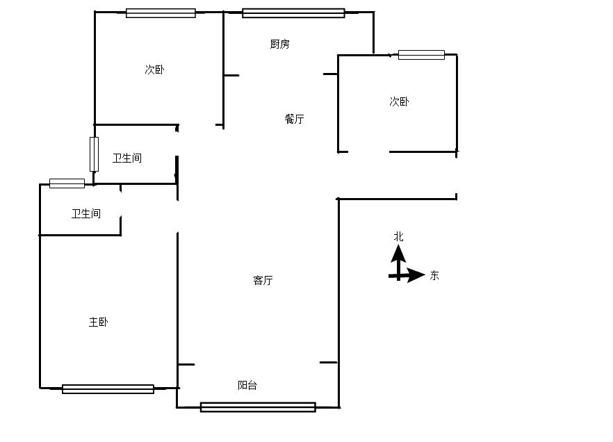 美的城  3室2厅2卫   160.00万室内图1