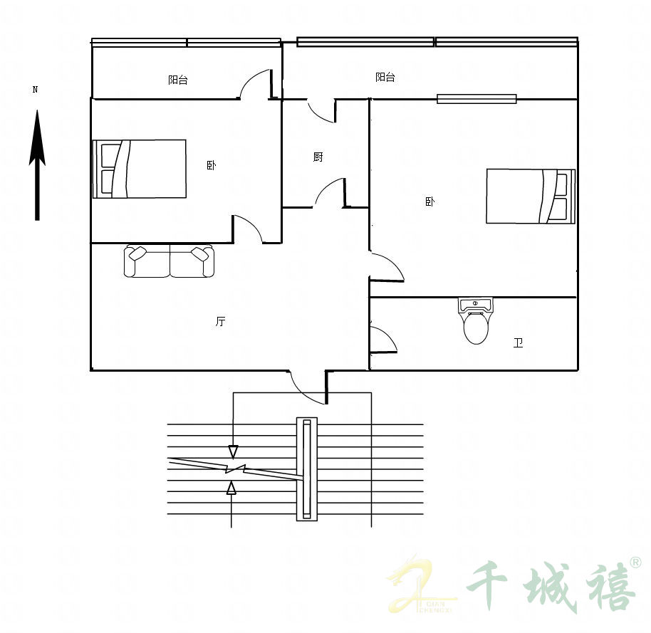 永平里小区  2室2厅1卫   68.00万户型图