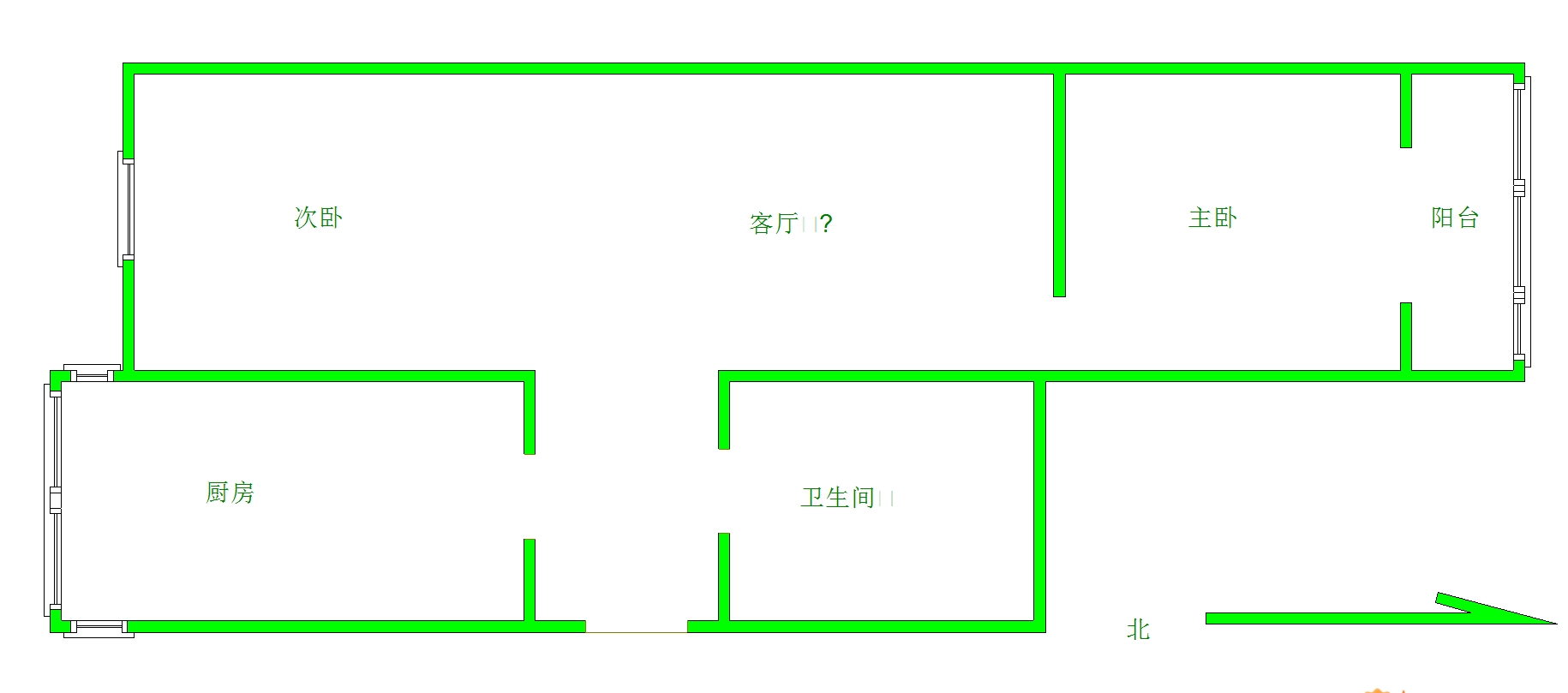 劳动路3号院  2室2厅1卫   52.00万室内图1