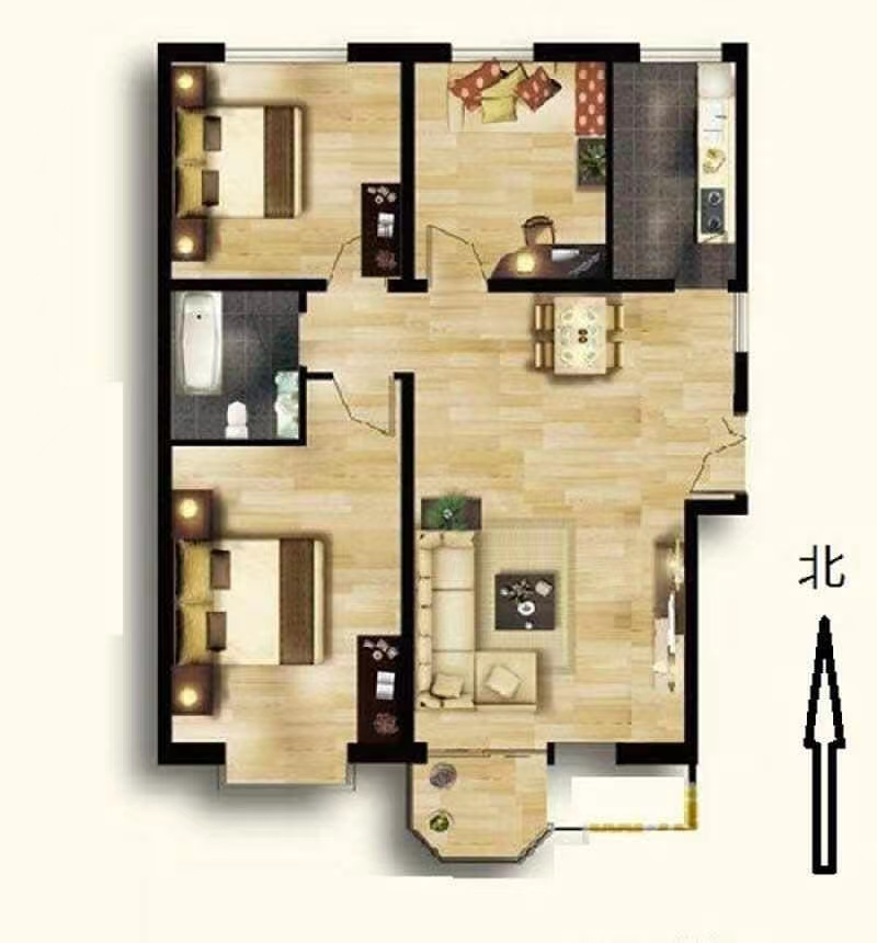 赵都新城绿和园  3室2厅1卫   130.00万户型图