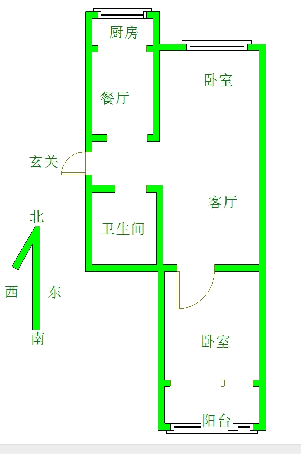 劳动路51号院  2室1厅1卫   45.00万户型图