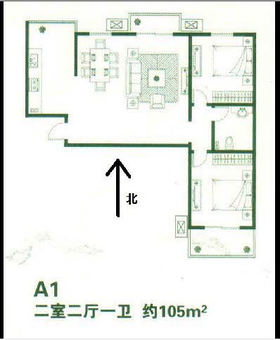 天泽园  2室2厅1卫   2000.00元/月户型图