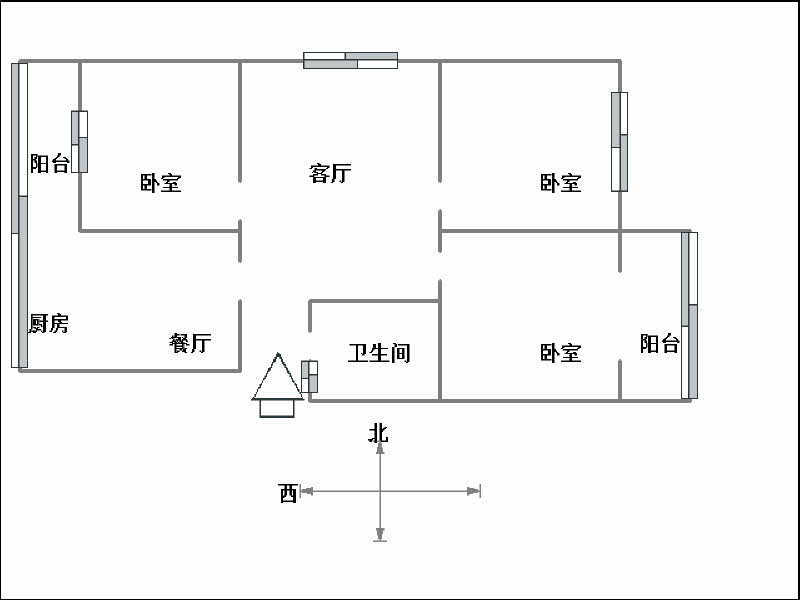 物资局开发公司办公楼  3室2厅1卫   100.00万室内图