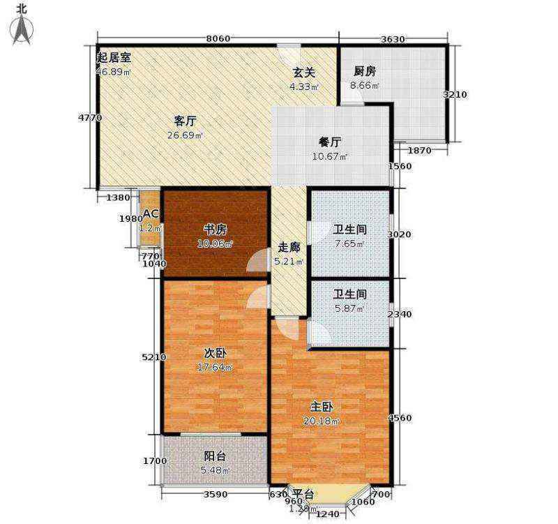 创鑫五期(阳光领地)（东柳东街89号）  3室2厅2卫   180.00万室内图