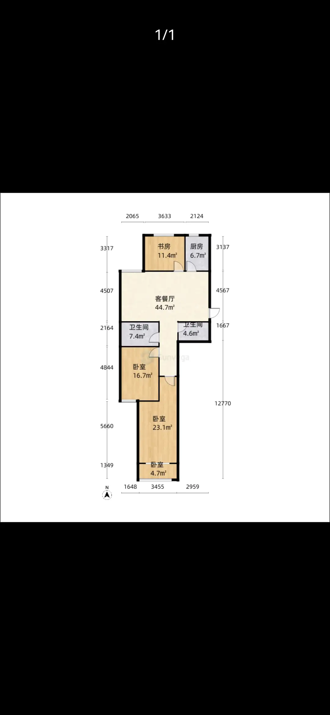 百家新城(先锋苑)  3室2厅2卫   103.00万室内图1