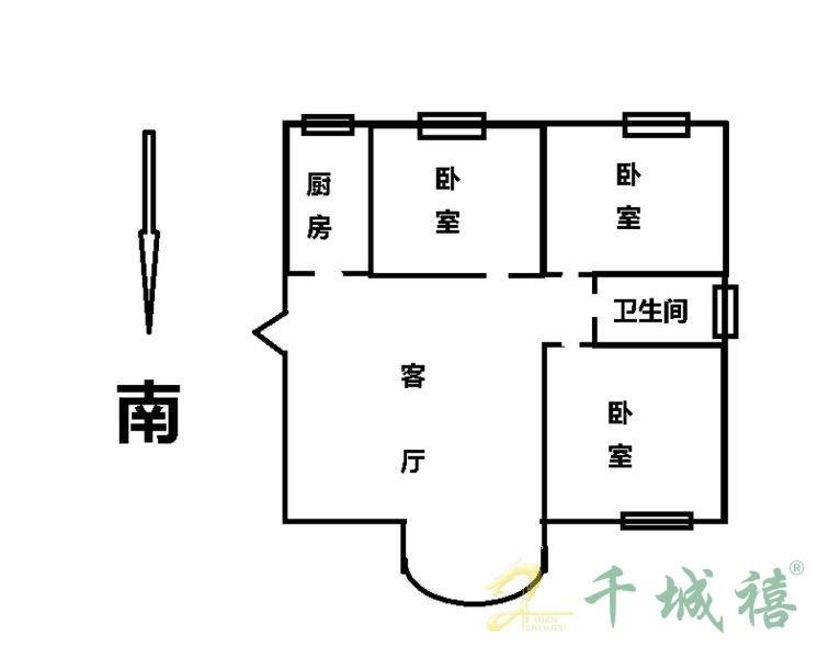 赵都新城绿和园  3室2厅1卫   110.00万室内图