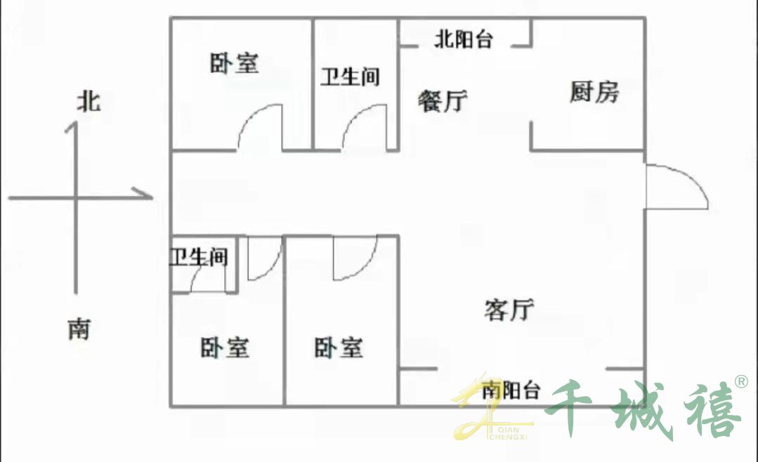 美的时代城  3室2厅2卫   178.00万室内图