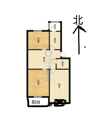 劳动路38号院  3室2厅1卫   75.00万户型图