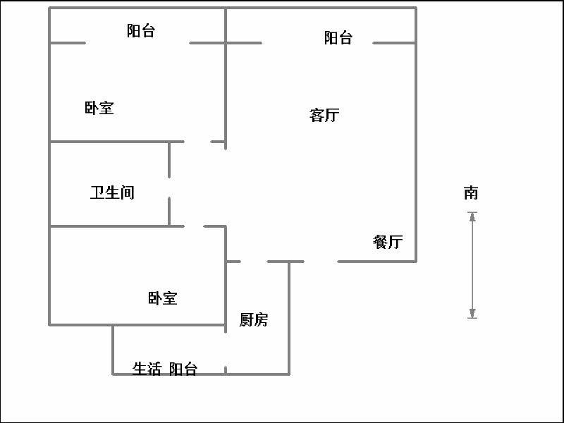 南湖花园三期  2室2厅1卫   92.00万室内图