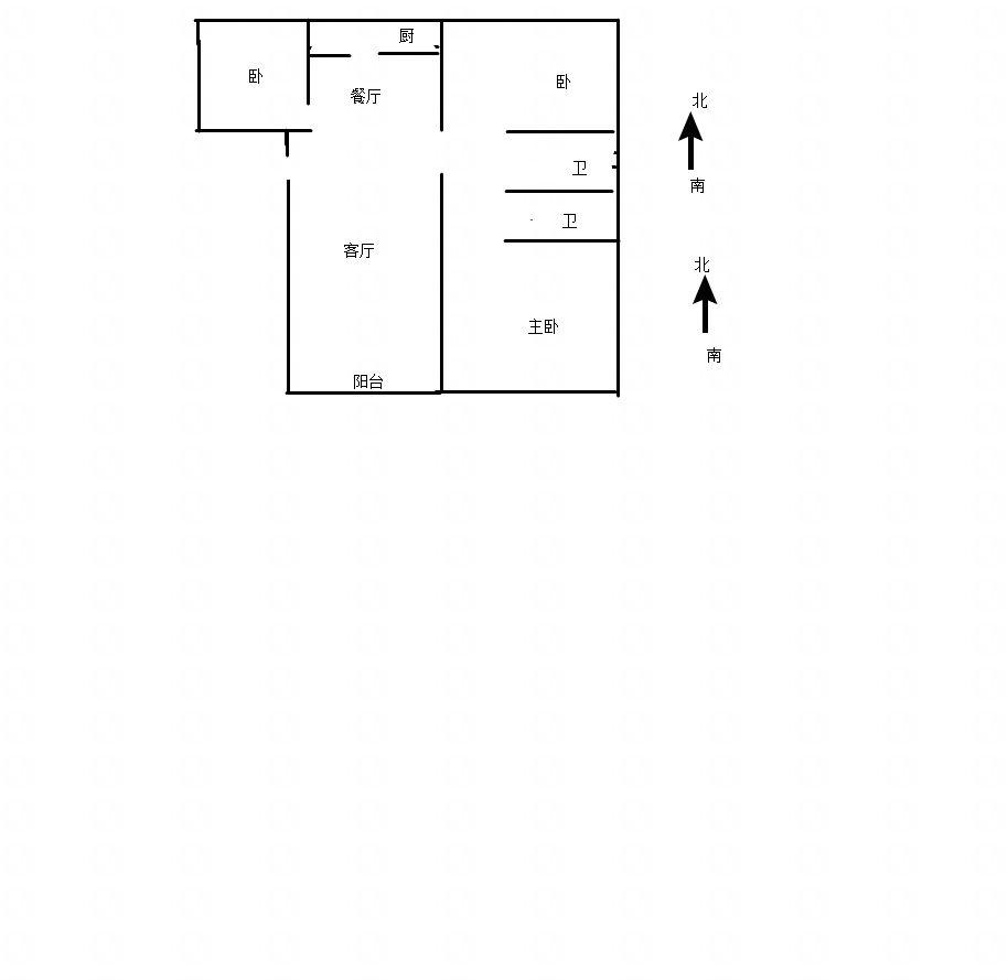 旺角花园  3室2厅2卫   132.00万户型图