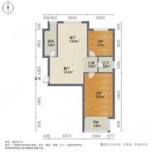 圣水湖畔  2室2厅1卫   1600.00元/月室内图