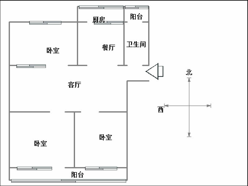 辰翔建安南院  3室2厅1卫   97.00万户型图