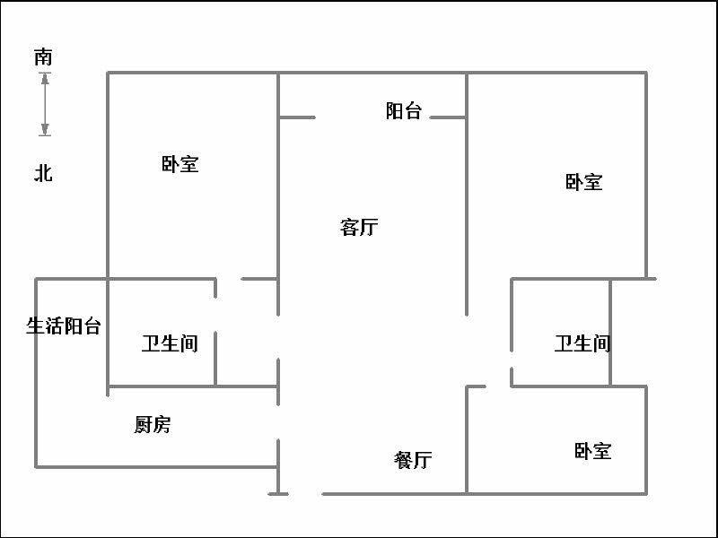 美的城  3室2厅2卫   169.00万室内图