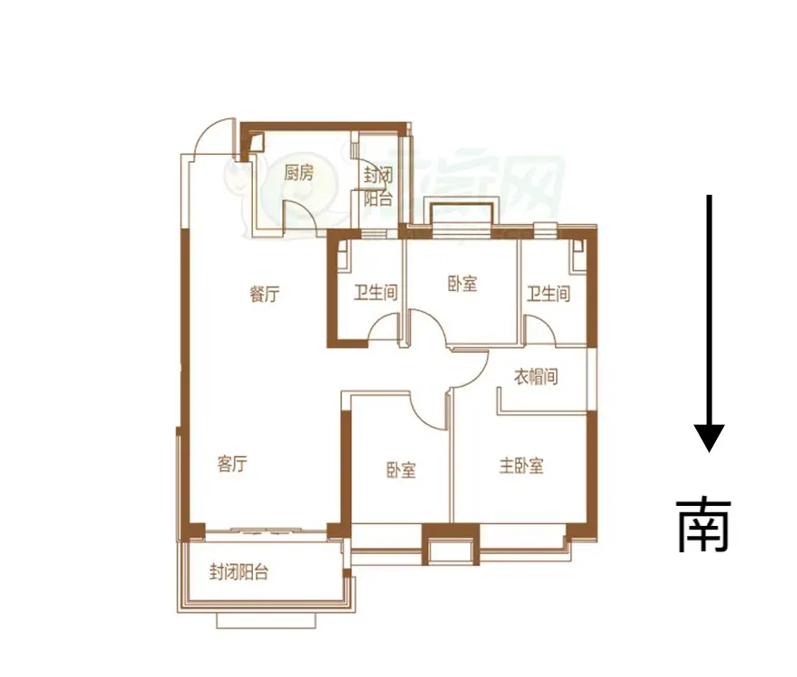 恒大悦府（华耀悦府）  3室2厅2卫   127.00万户型图