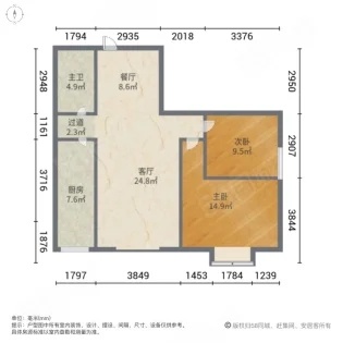 上都名苑  2室2厅1卫   120.00万户型图