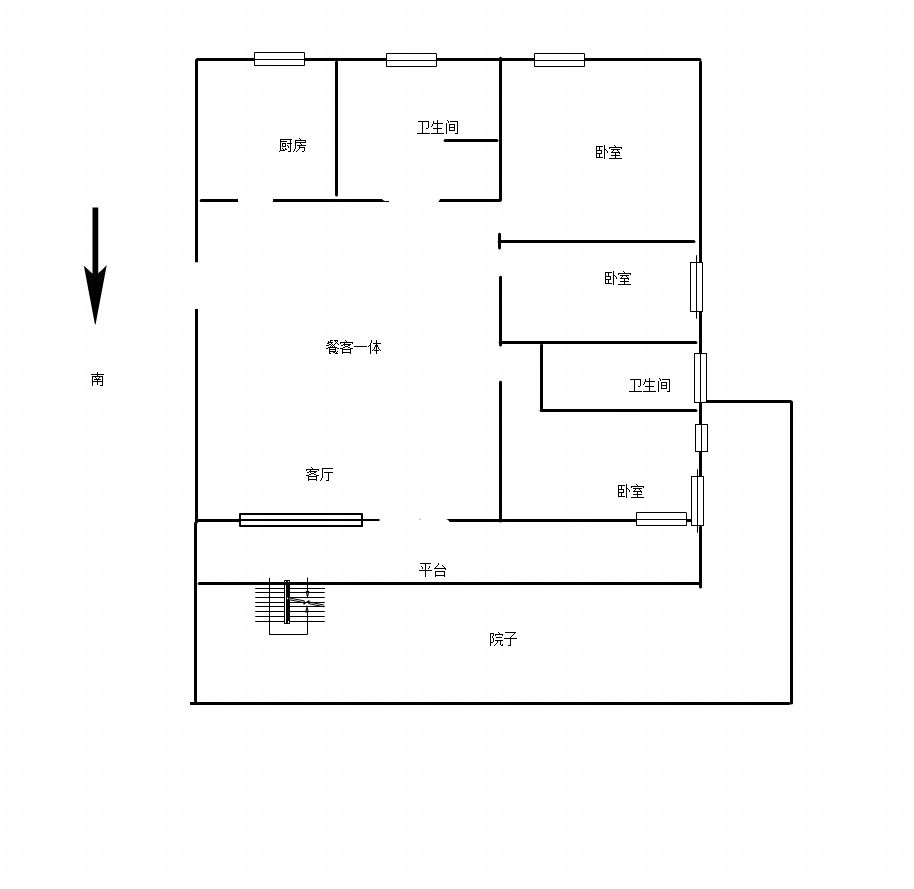 南湖花园二期  3室2厅2卫   210.00万室内图