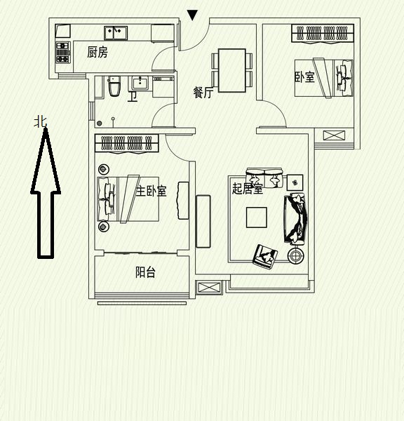 站南旺角  2室2厅1卫   84.00万室内图1