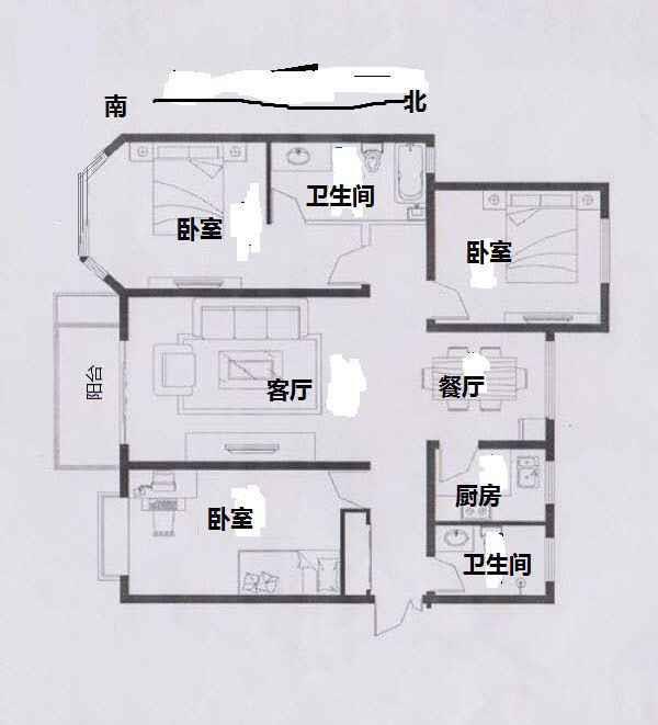 赵都新城福和园  3室2厅2卫   135.00万室内图