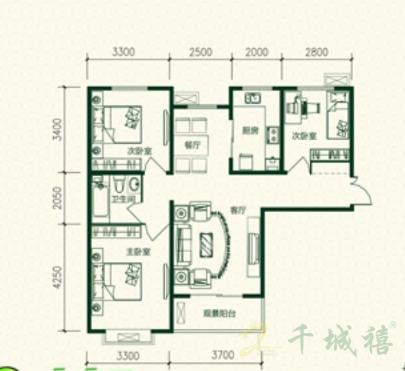 赵都新城揽和园  3室2厅1卫   119.00万