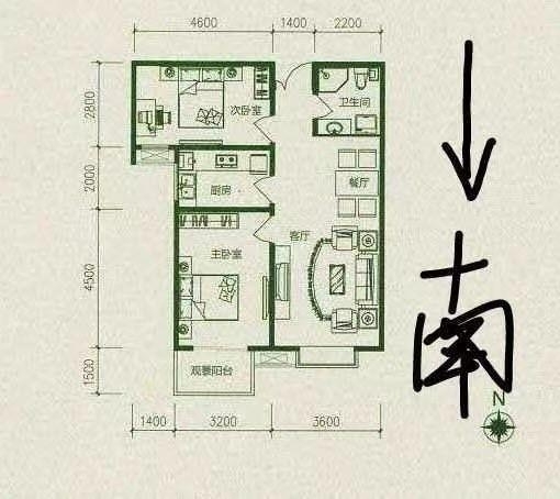 赵都新城泰和园  2室2厅1卫   1450.00元/月室内图