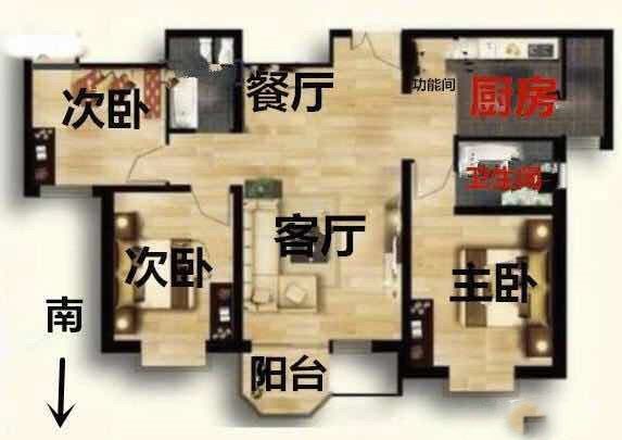 赵都新城盛和园  3室2厅2卫   135.00万户型图