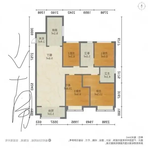 美的锦观城  4室2厅2卫   156.00万室内图