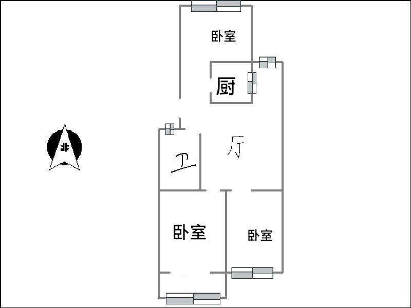 御景苑  2室1厅1卫   1500.00元/月户型图