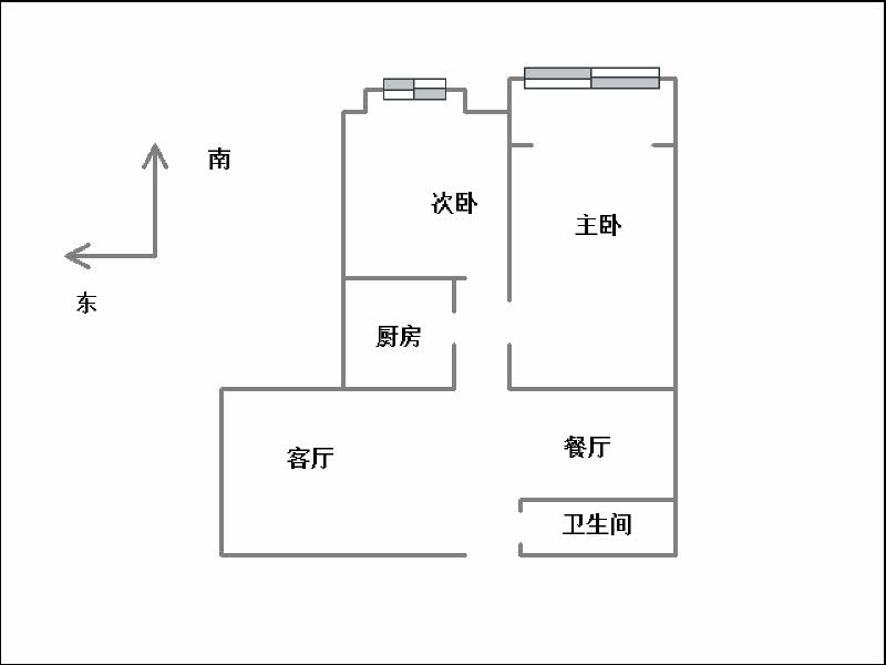 创鑫五期(阳光领地)（东柳东街89号）  2室2厅1卫   105.00万室内图