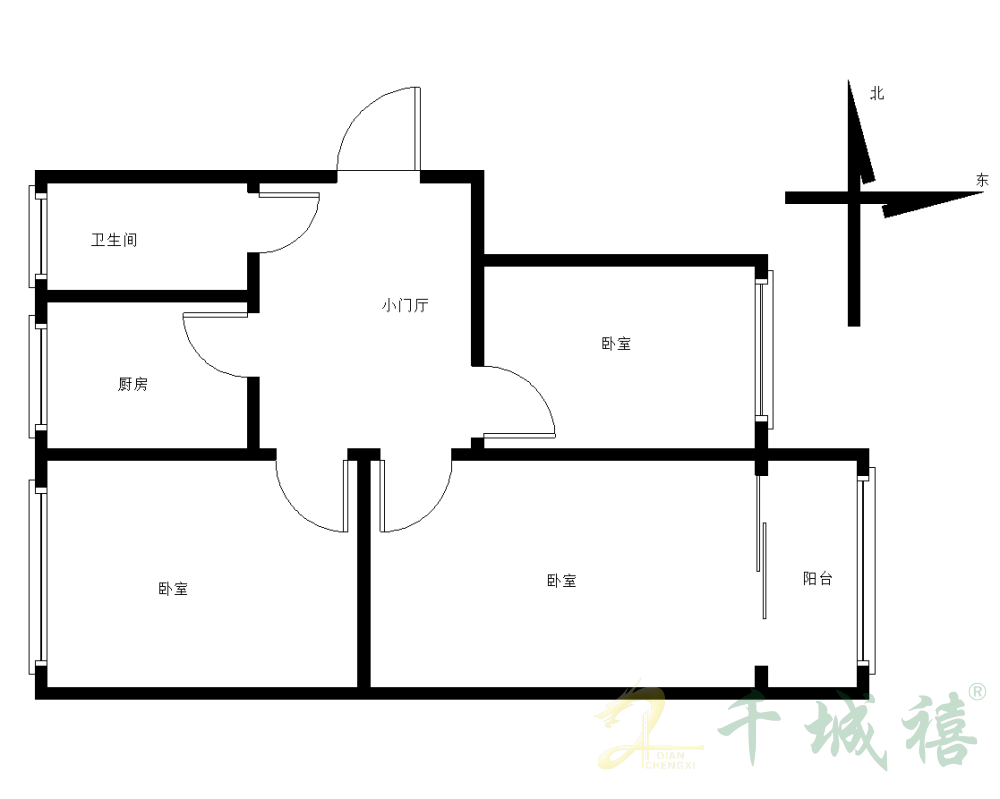 制氧机18号  3室1厅1卫   45.00万户型图