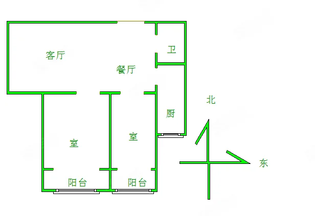 德盛园  2室2厅1卫   80.00万户型图